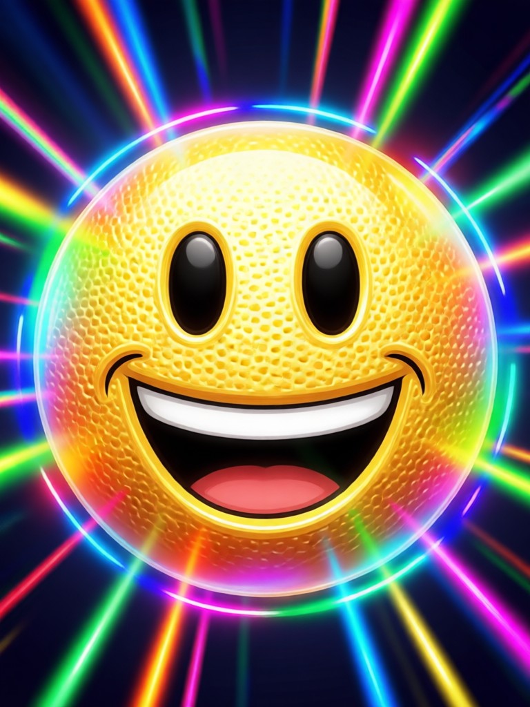Serious portrait transformed with AI laughing face effect