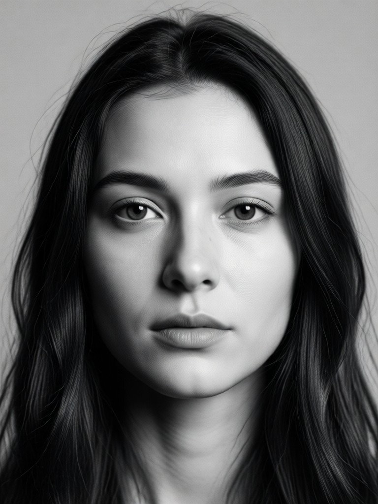 Potret kepala (headshot) hitam putih high key modern