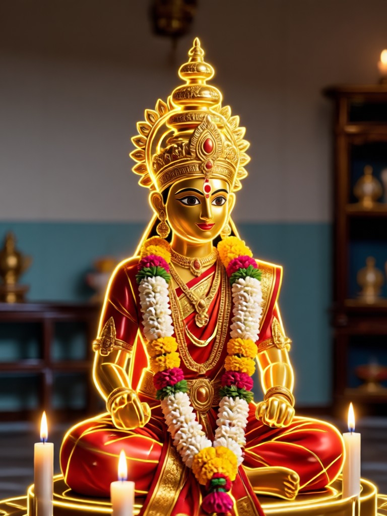 AI generated portrait in classic Tanjore painting style