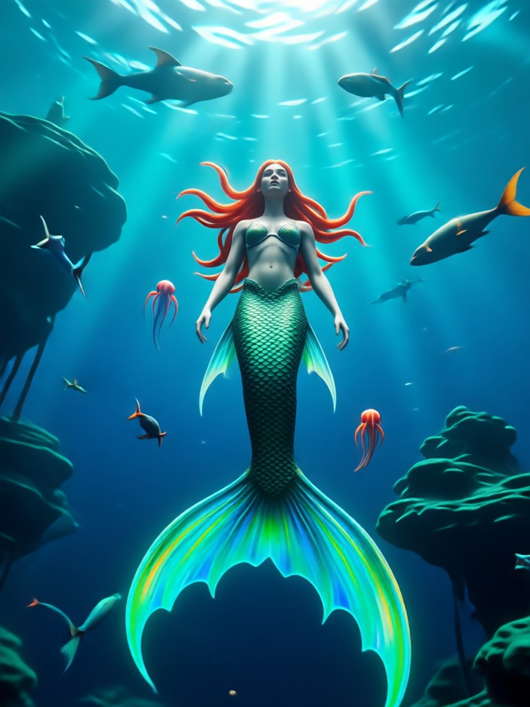 Mermaid couple duo AI video effect