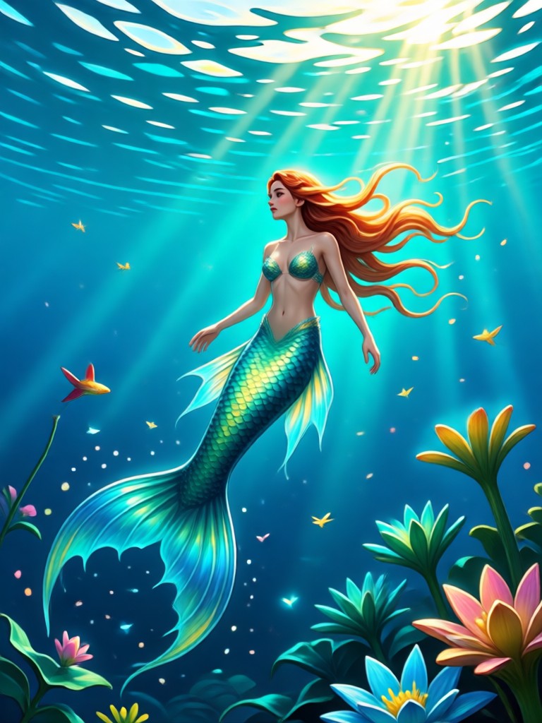 Group photo of friends as a pod of colorful mermaids