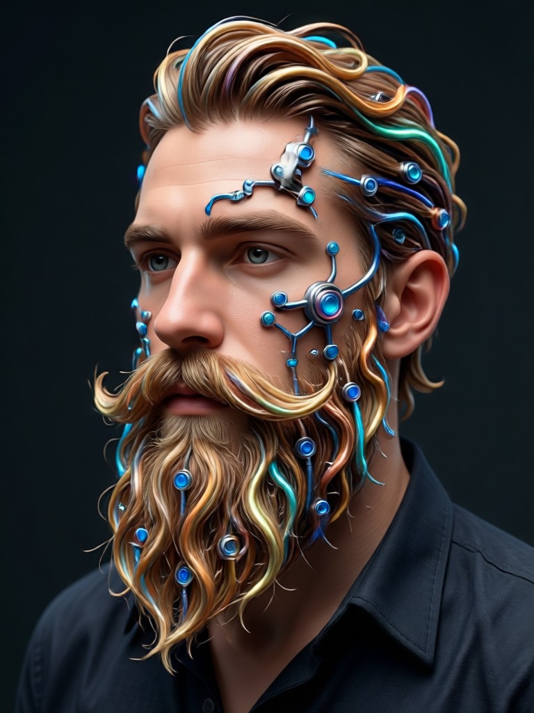 AI generated long full beard transformation