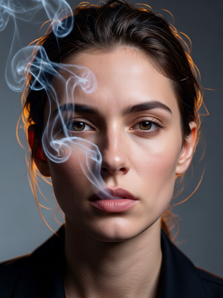 Portrait with smoky background and cinematic lighting