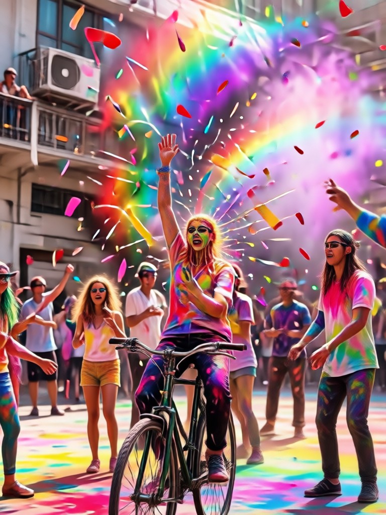 AI generated neon Holi night scene