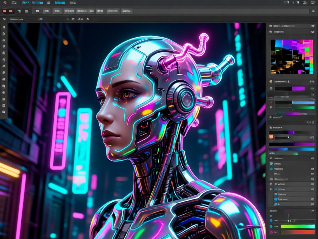 Artist using AI art generator on mobile