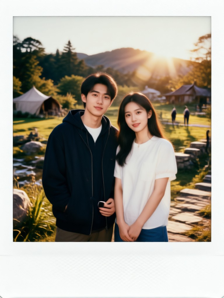 Romantic Polaroid couple photo with date caption