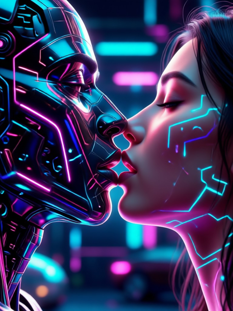 Golden anniversary AI kiss video with elderly couple