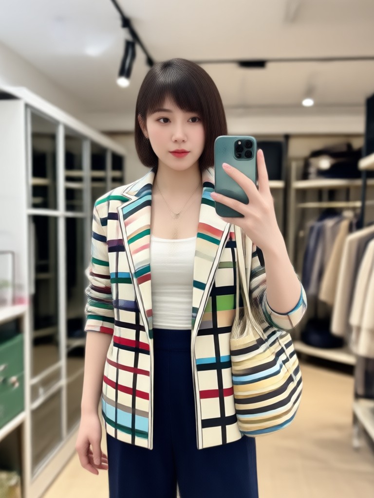 AI clothes try on vintage denim jacket