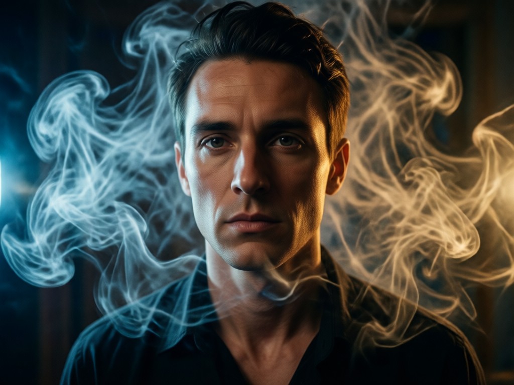 realistic ai smoke simulation on portrait