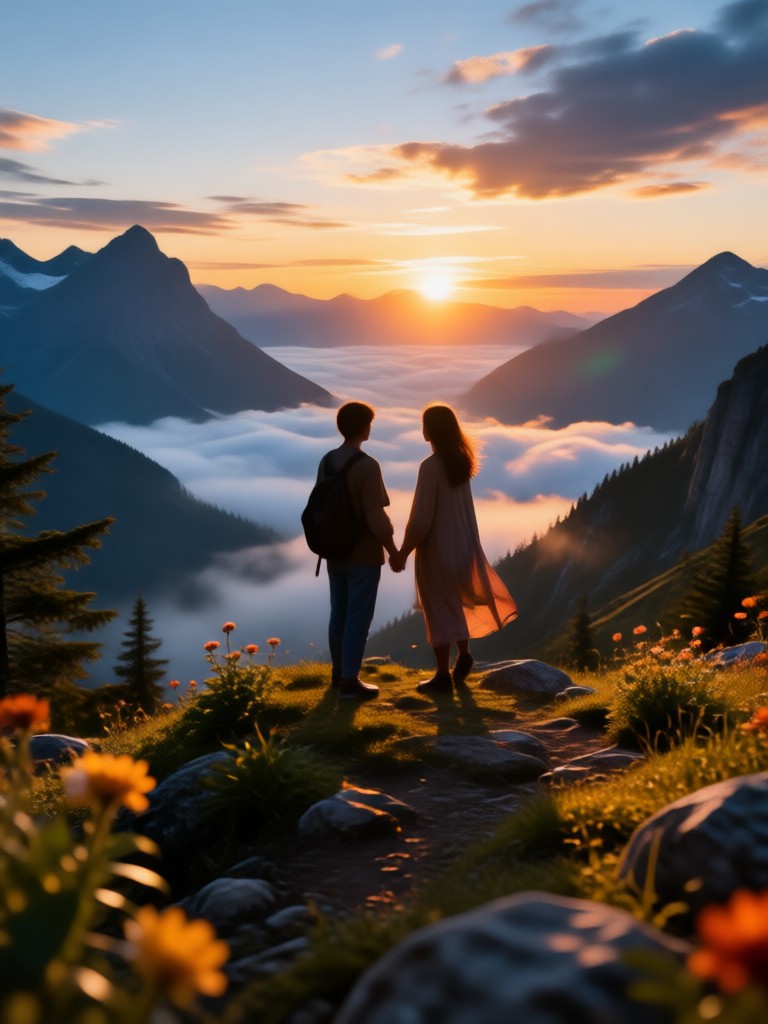 Sonnenaufgang Bergkuss-Videogenerator Ergebnis