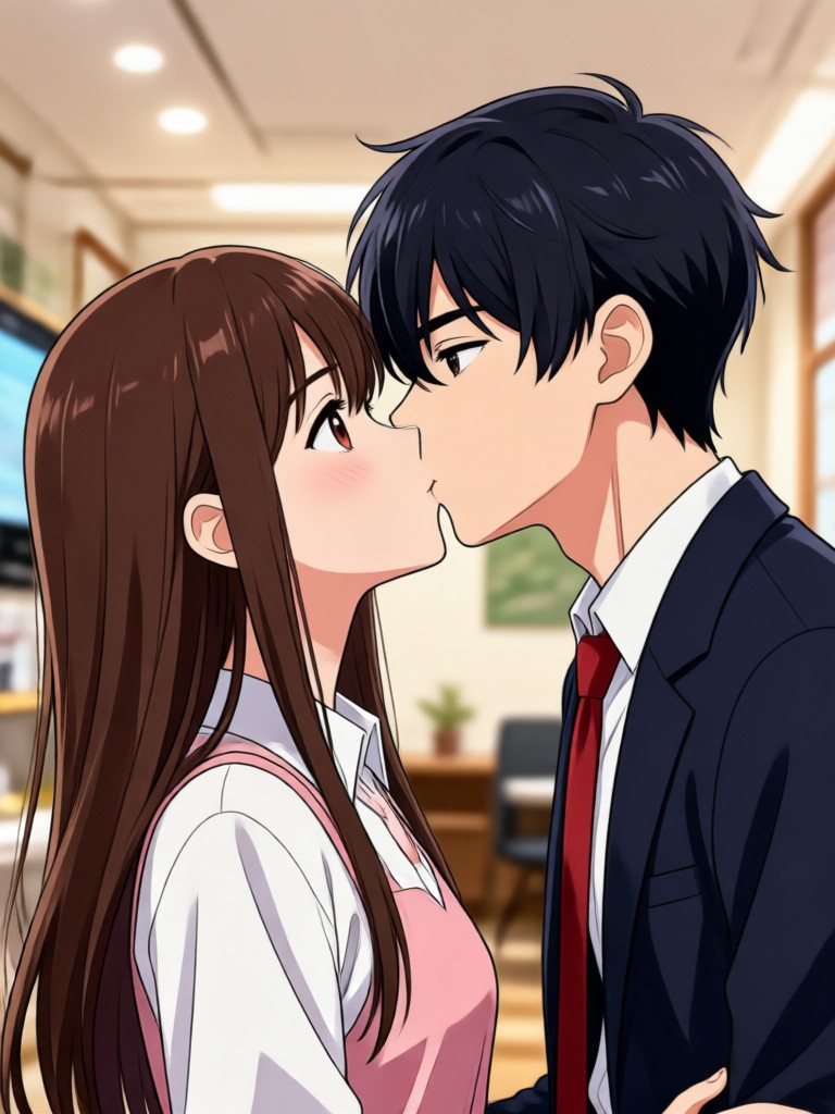 Magical girl transformation kiss scene