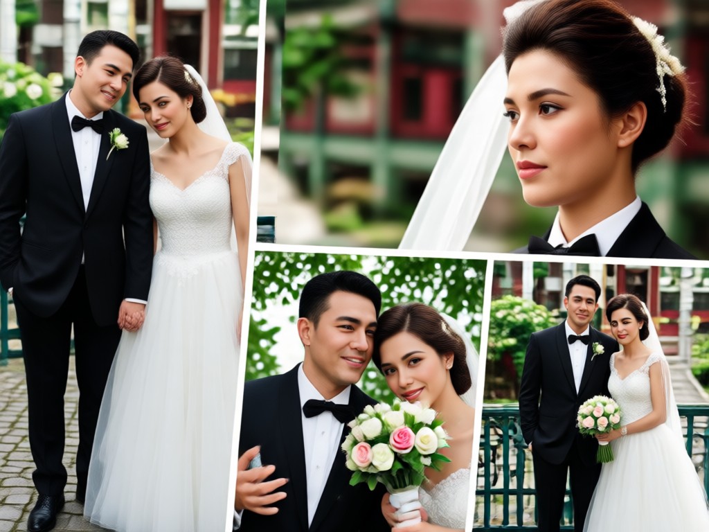 Professional effects for wedding portrait poster