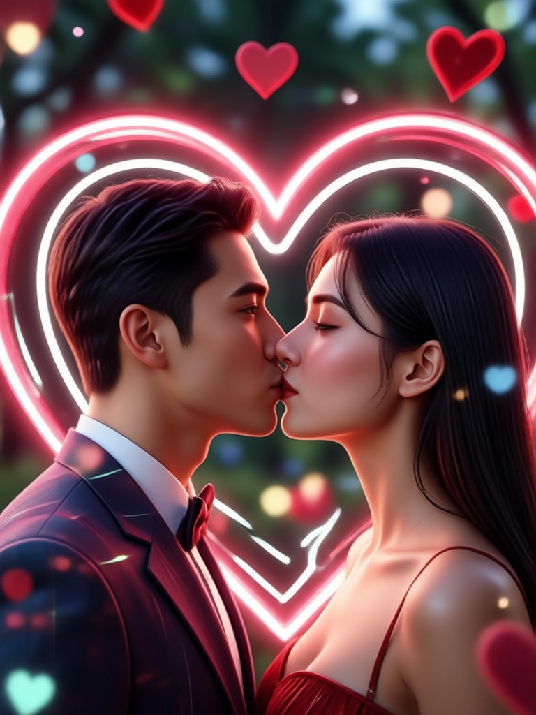 Golden hour themed romantic AI video