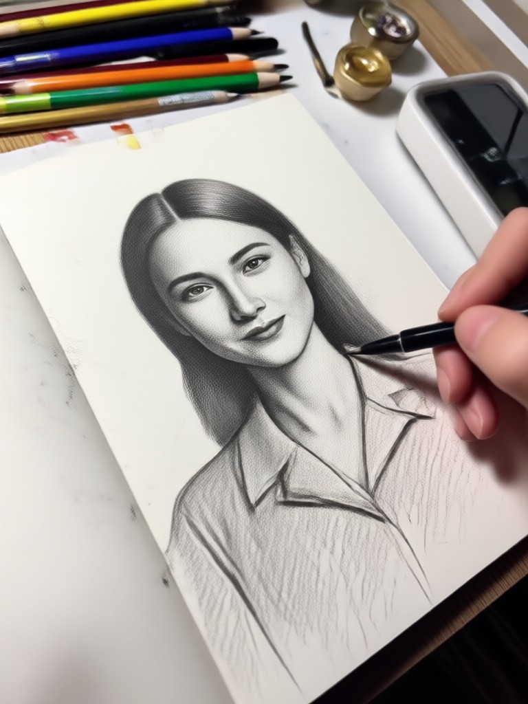 Crosshatch sketch style on a talking head video