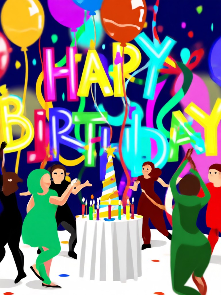 Minimalist birthday AI video with floating elements