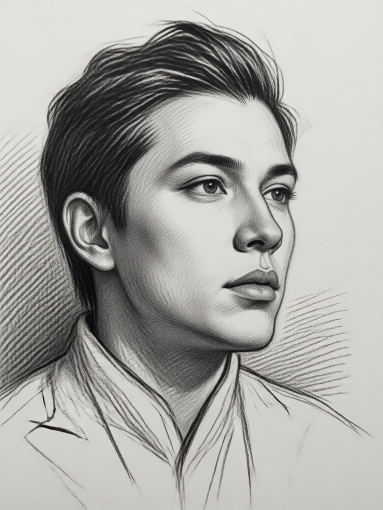Realistic graphite drawing from selfie