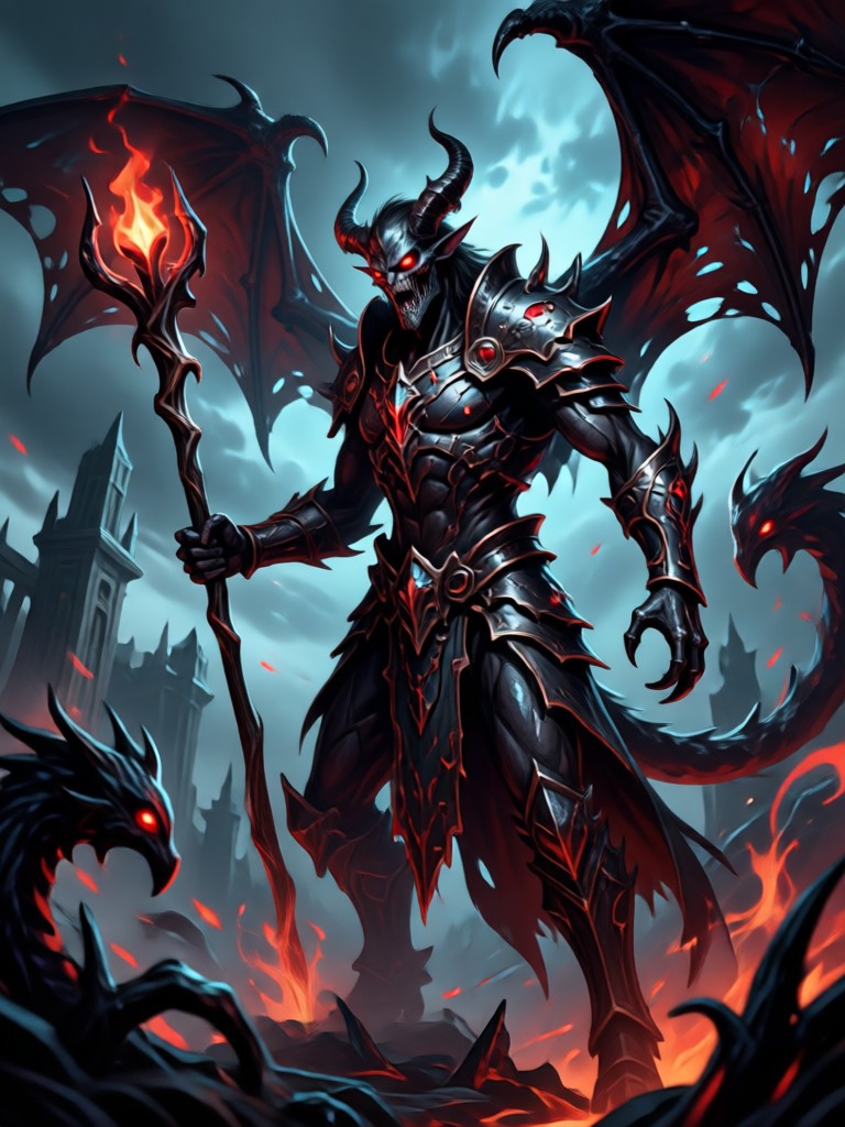 Mobile app interface showing dark fantasy AI art generation