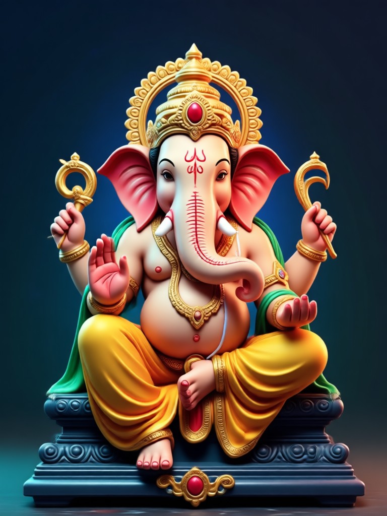 Multiple Ganesh idols animated together