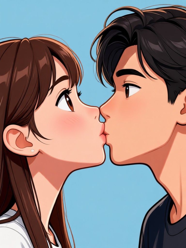 Disney inspired cartoon kiss between avatars