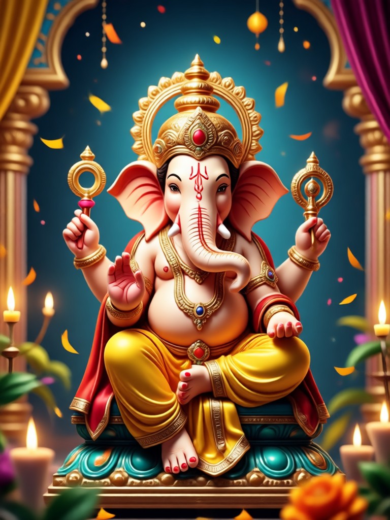 Traditional and AI blended Ganesha photo