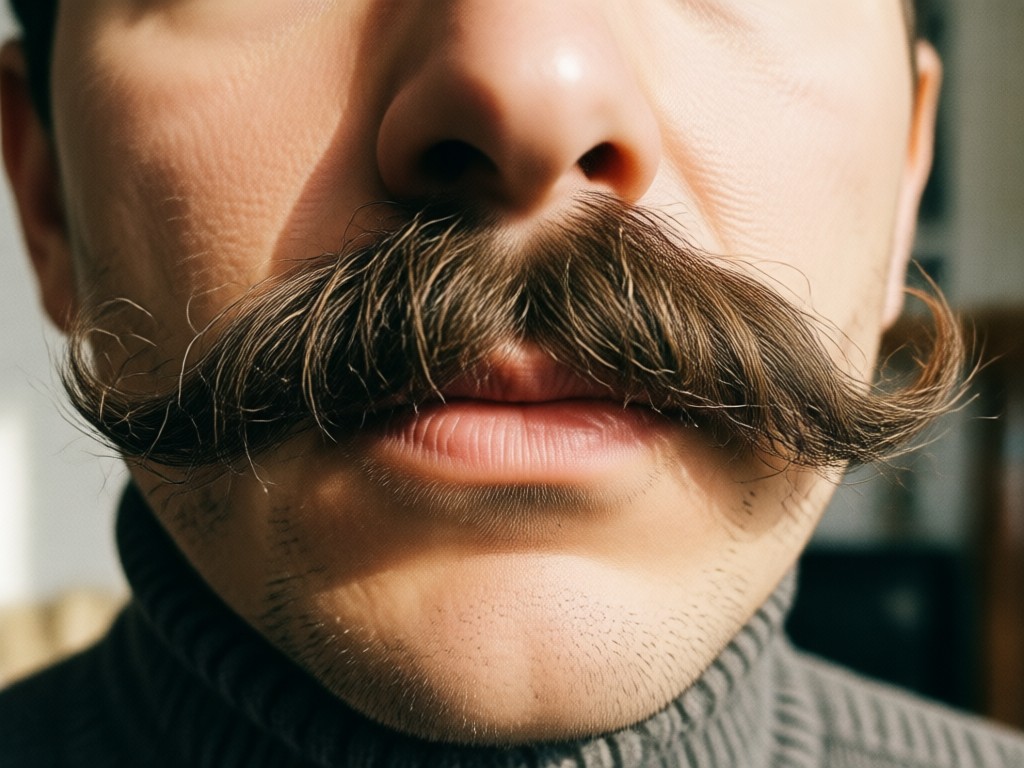 AI memetakan fitur wajah untuk menerapkan kumis