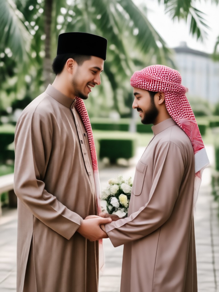 AI portrait of Muslim couple in traditional dress