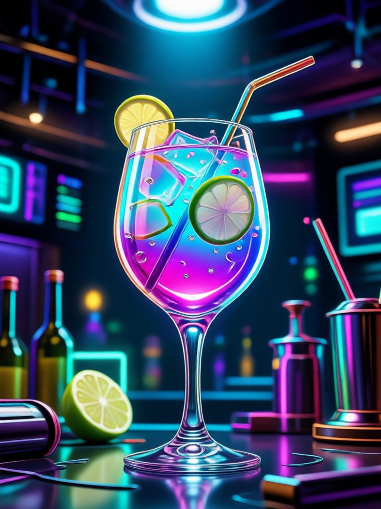 Tropical Eclipse drink with vibrant fruit garnish