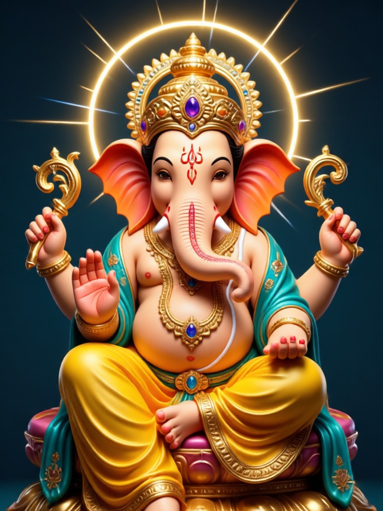 AI Ganesh Ji in modern 3D illustration style