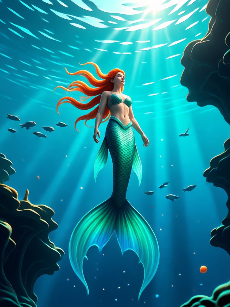Pink and purple mermaid AI filter result