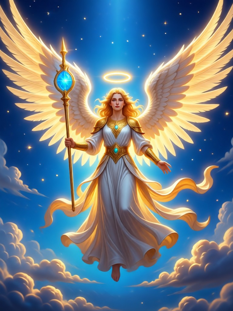 Minimalist angel design with geometric wings
