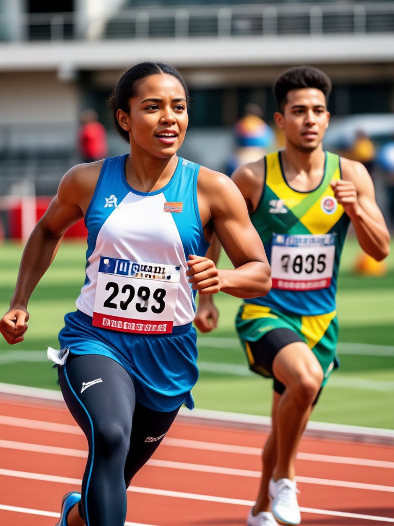 AI athlete with national flag background