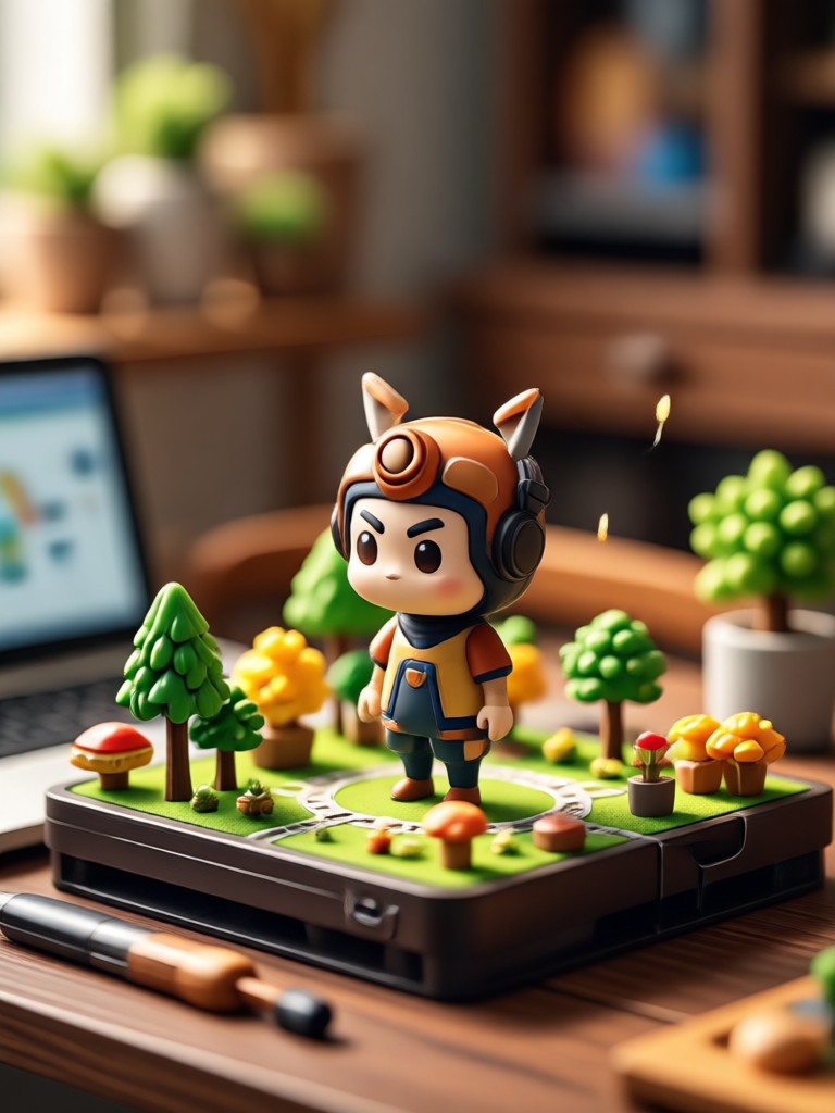 Tiny world farm scene with animals