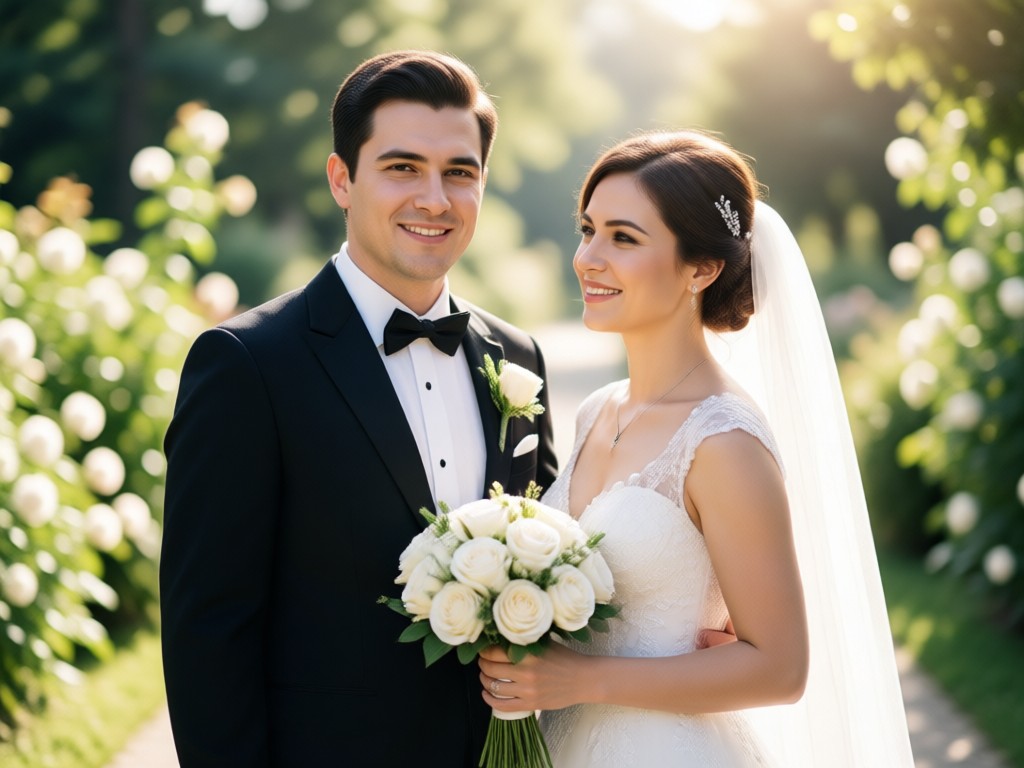 Gallery of different AI wedding couple photo styles
