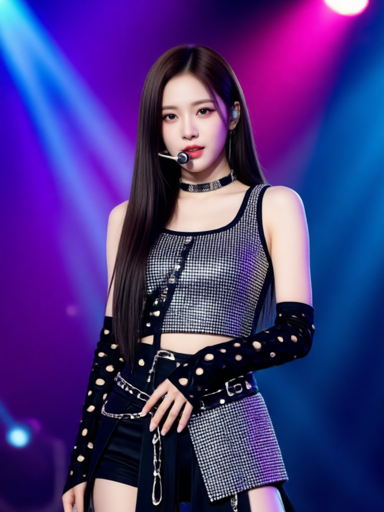 Concepto real elegante para idol kpop femenina generada por IA