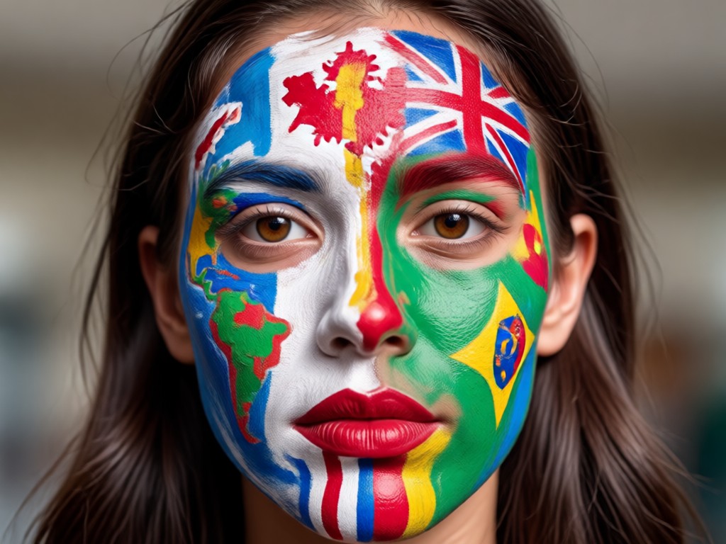 Watercolor style World Cup face paint