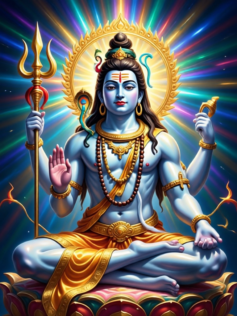 Watercolor AI Shiva with vibrant colors