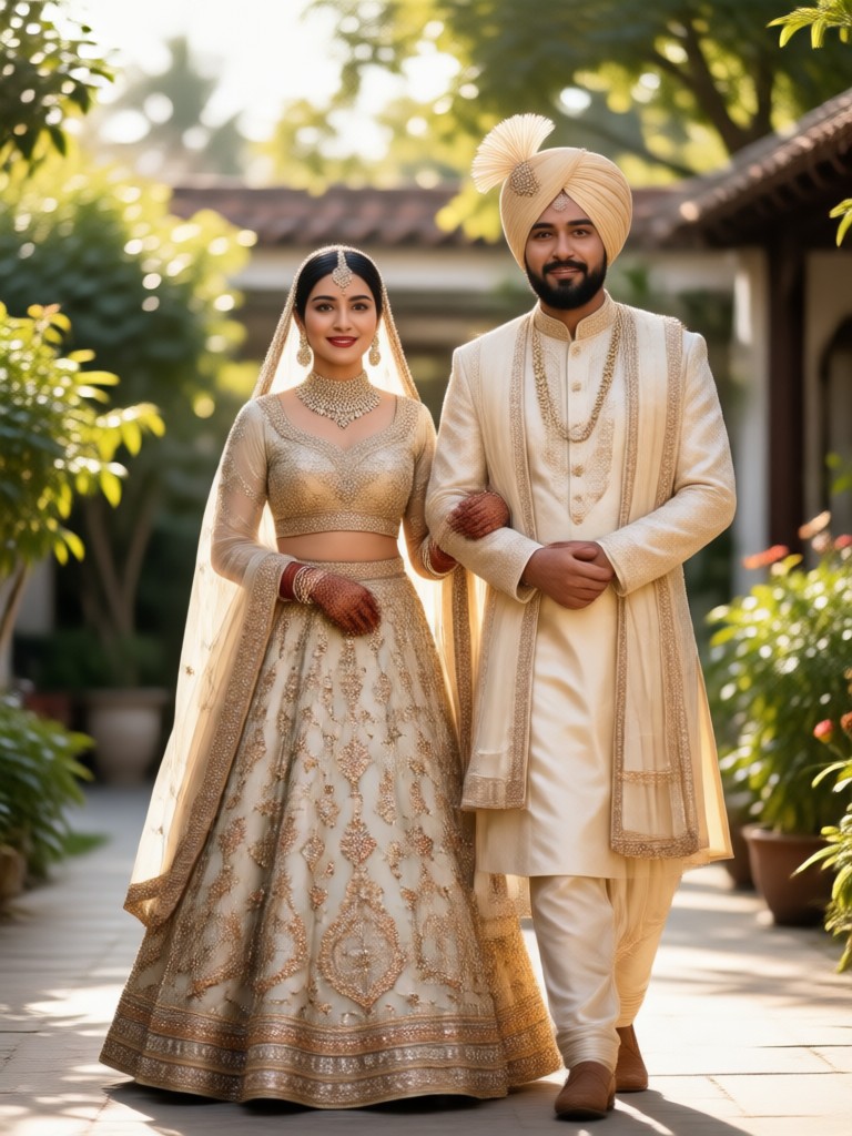 Tampilan Lehenga Sherwani Couple Photo Generator oleh moodix