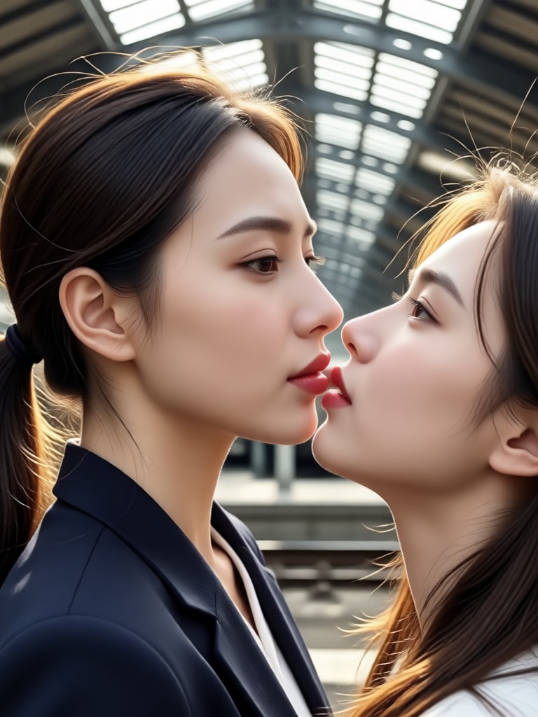 기쁨에 찬 회전 포옹 키스