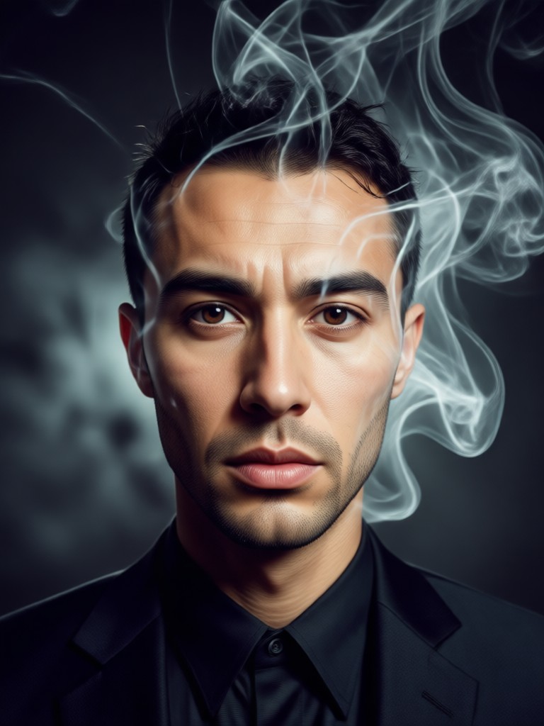 Fantasy style portrait with magical smoke