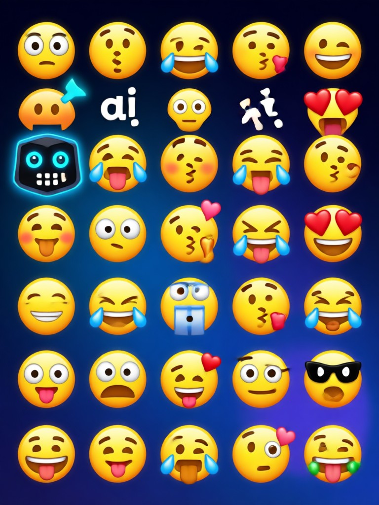 Antarmuka aplikasi seluler yang menunjukkan pembuatan emoji