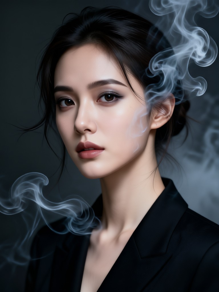 smoke effects interacting with subject's hair