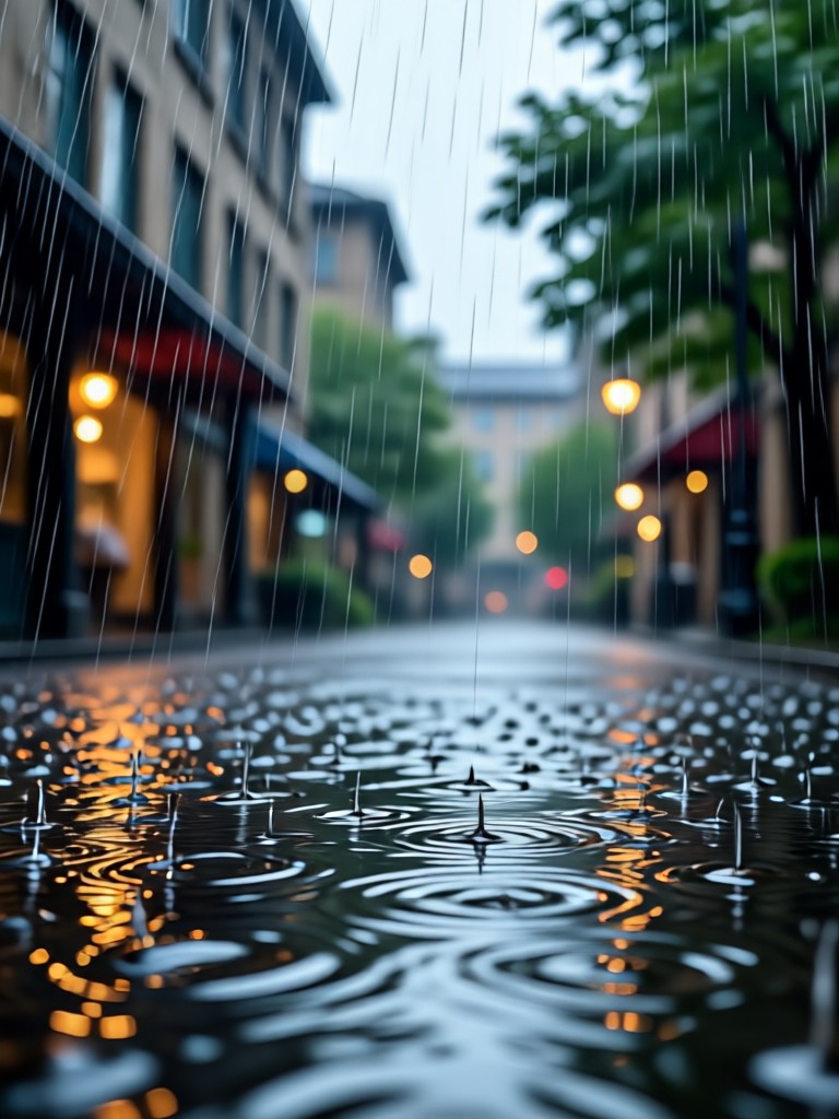 AI rain added to a sunny beach photo for contrast