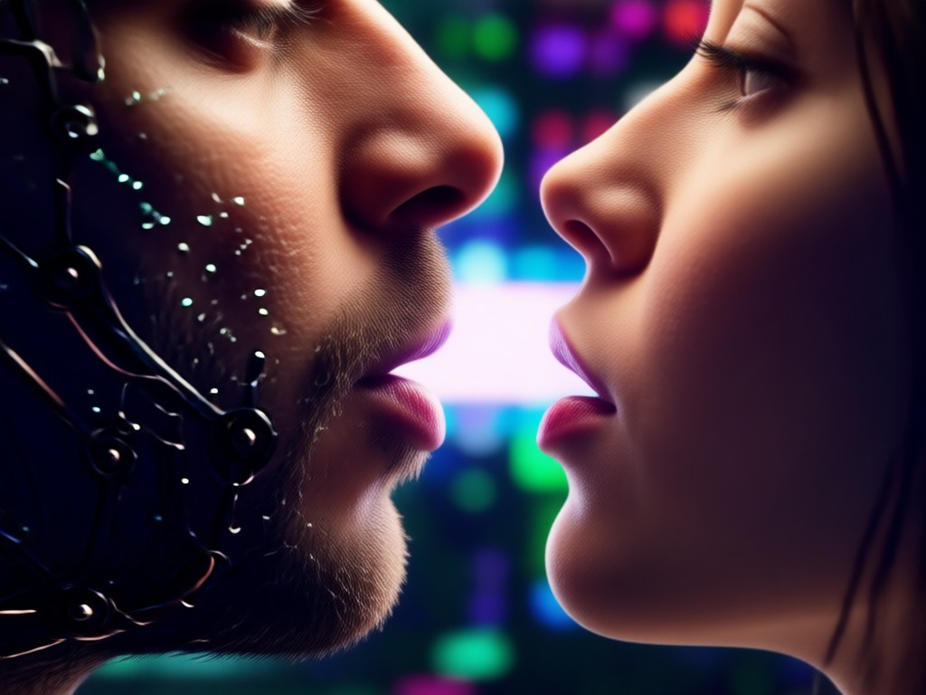 Content creator using AI kiss video generator for social media