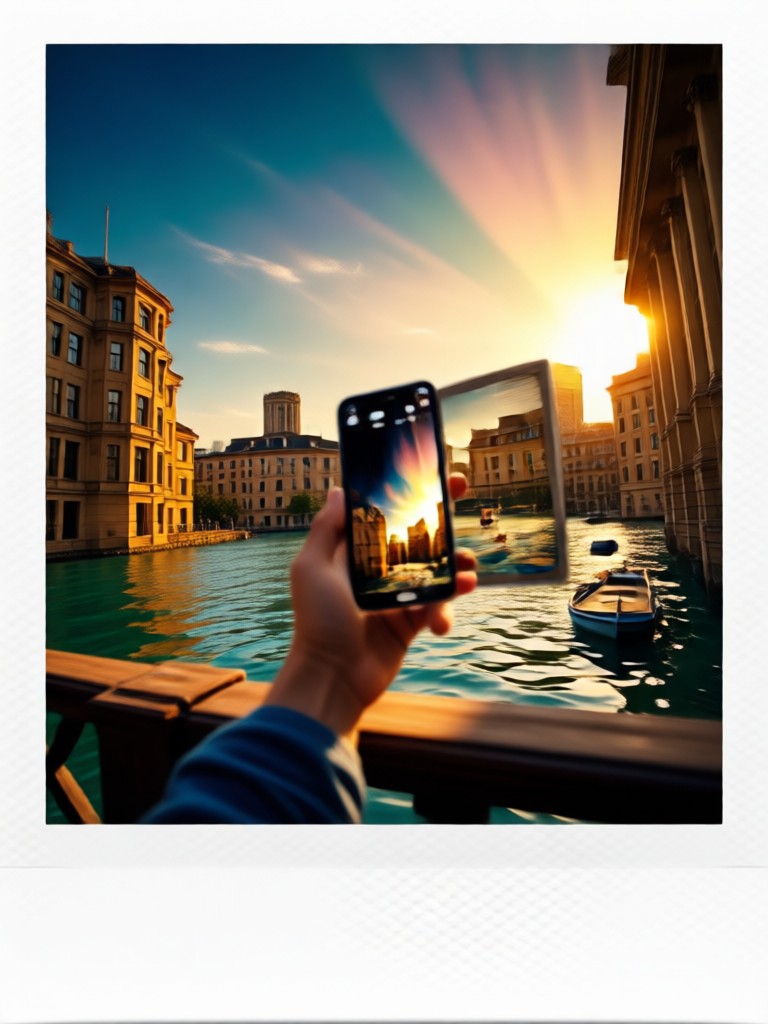 AI generated Polaroid picture with vintage filter and white border