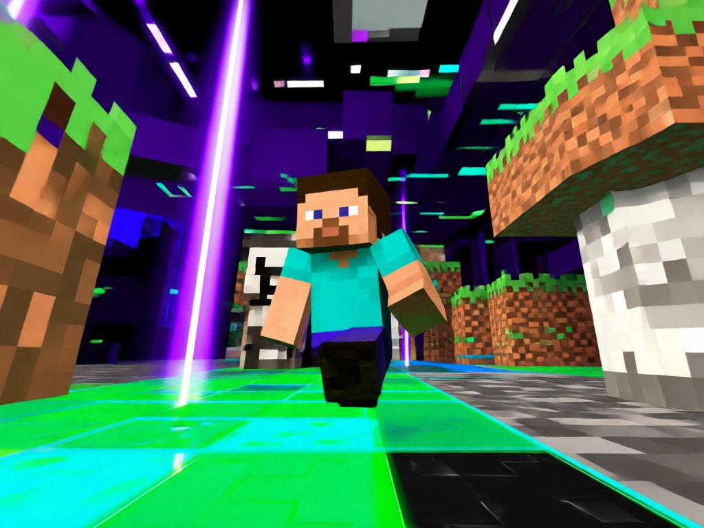 AI generated Minecraft parkour video scene