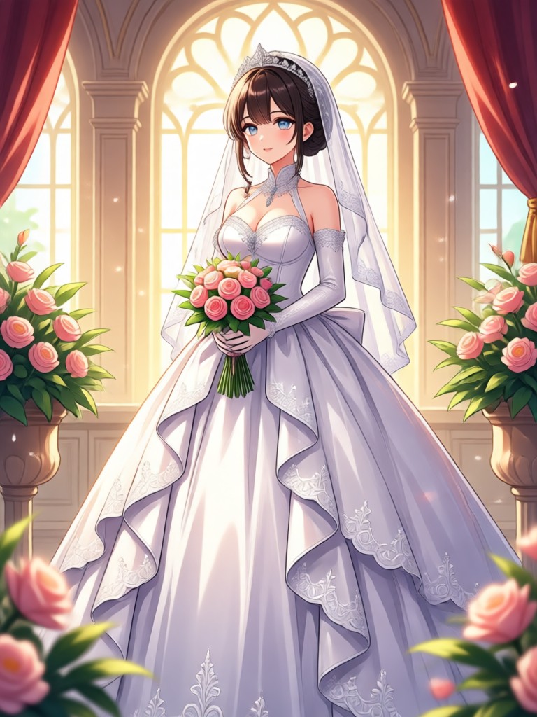 Anime bride couple matching character design
