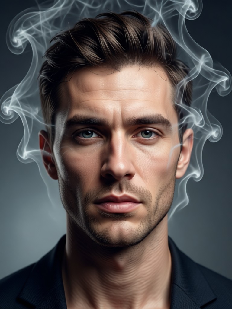 male portrait with light wispy smoke effect