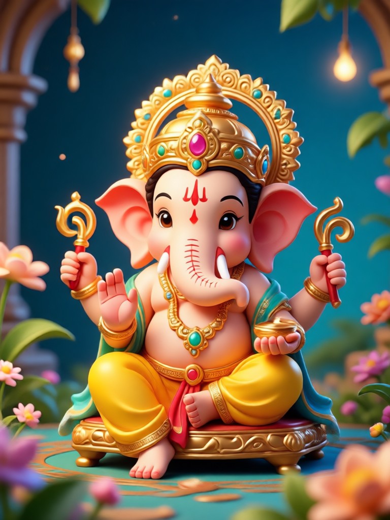 Ganpati mit Maus-Vahana KI-Animation