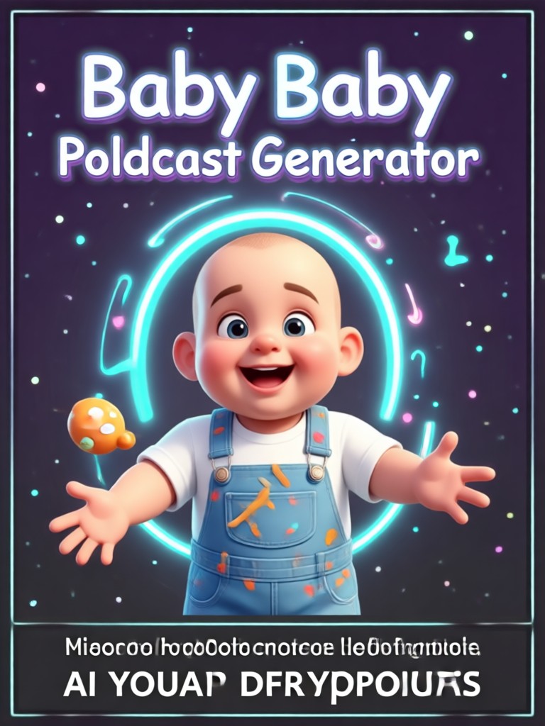 Adventure story AI baby podcast scene