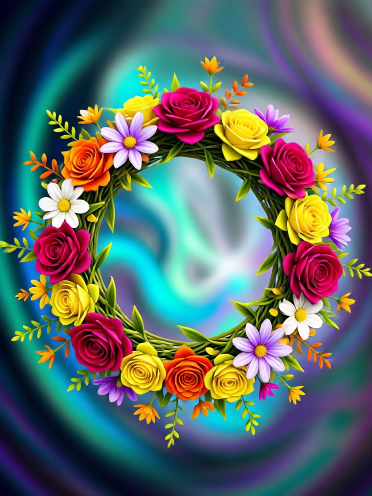 festival flower crown with glitter AI